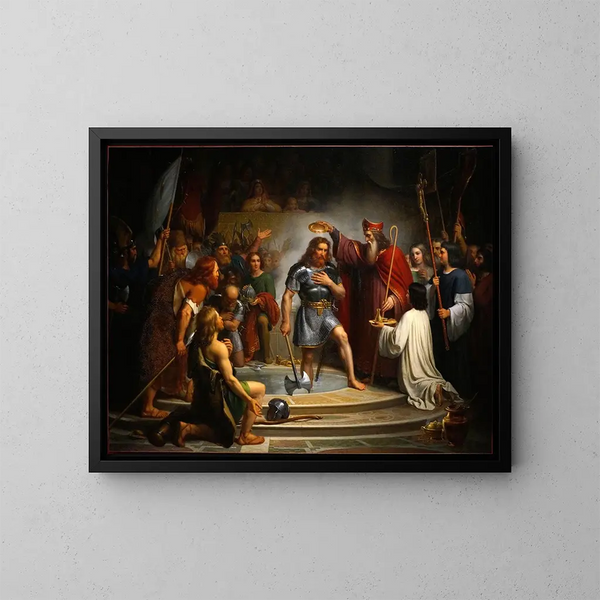 Der Taufe des Chlodwig - François-Louis Dejuinne — gerahmtes Bild an der Wand