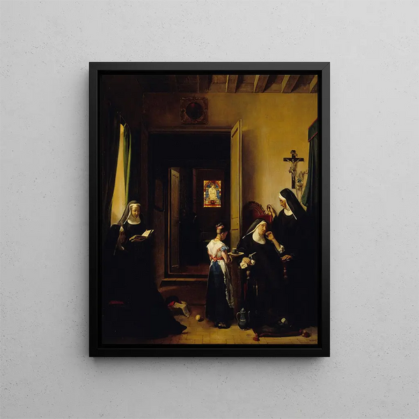 Die kranke Nonne - François-Marius Granet — gerahmtes Bild an der Wand