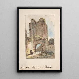 FranoisMarius Granet - Monk Seated Before a Ruined Gateway.webp