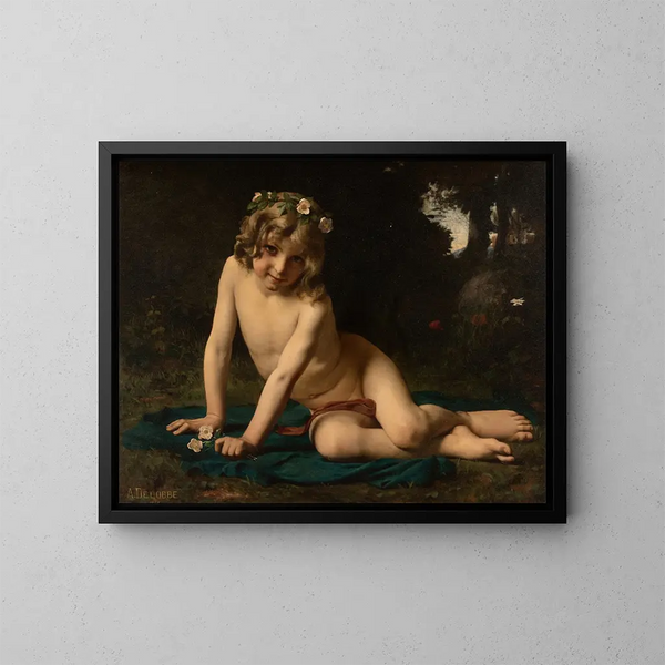 Puck allongé dans la forêt Songe d'une nuit d'été - François Alfred Delobbe — gerahmtes Bild an der Wand