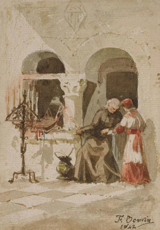 Franois Bonvin - A seated monk with a standing acolyte.webp
