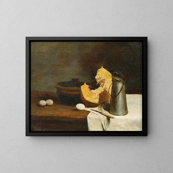 Stillleben mit Kürbis - François Bonvin — gerahmtes Bild an der Wand