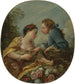 Eine junge Frau und ein junger Mann, die junge Vögel in einen Käfig setzen. Die Vogelbrüter - François Boucher — Ansicht des Kunstwerks