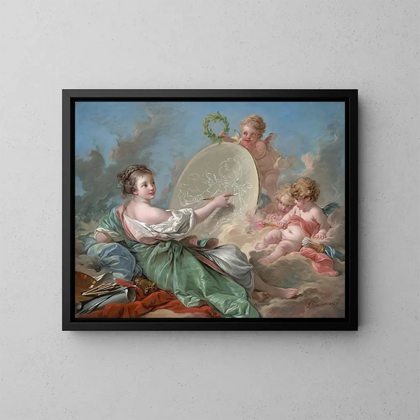 Allegorie der Malerei - François Boucher — gerahmtes Bild an der Wand