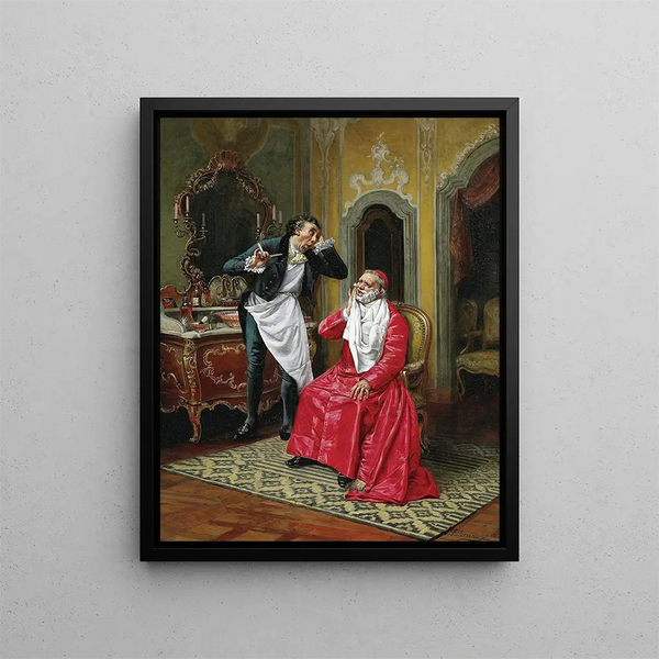 Der tollpatschige Barbier - François Brunery — gerahmtes Bild an der Wand