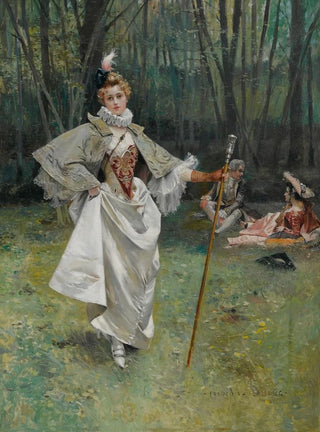 Franois Flameng - An elegant beauty in the park.webp