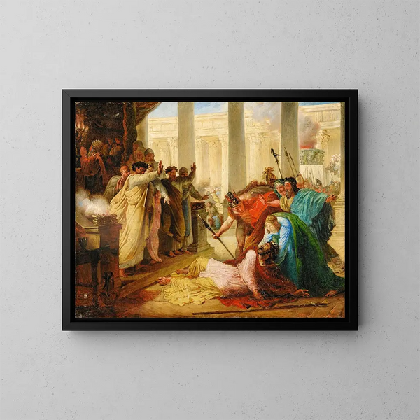 Ptolemaios Philopator, vom Tod getroffen, während er den Tempel von Jerusalem entweihte - François Joseph Heim — gerahmtes Bild an der Wand