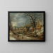 Ein Winterlandschaft mit Figuren in der Nähe eines zugefrorenen Flusses in einem Dorf - Frans de Momper — gerahmtes Bild an der Wand