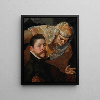 Frans Floris - Portrait of an artist seated with a woman leaning over his shoulder.webp