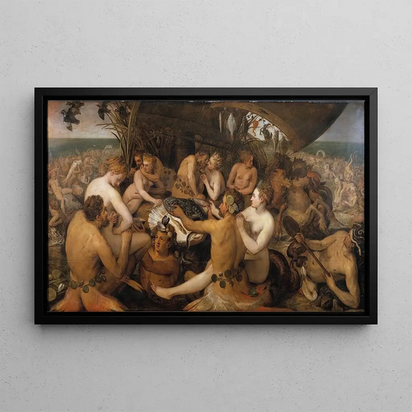 Das Festmahl der Meeresgötter - Frans Floris — gerahmtes Bild an der Wand