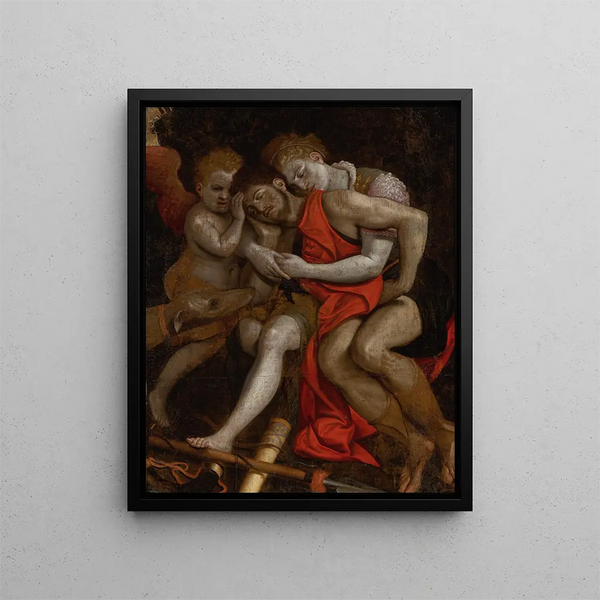 Venus trauernd um den Tod von Adonis - Frans Floris — gerahmtes Bild an der Wand