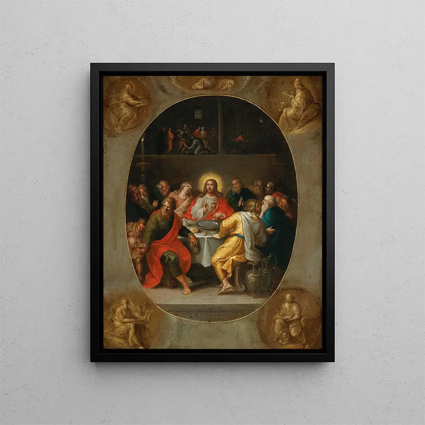 Frans Francken the Younger - The Last Supper in a painted oval Godfather and the Four Evangelists.webp