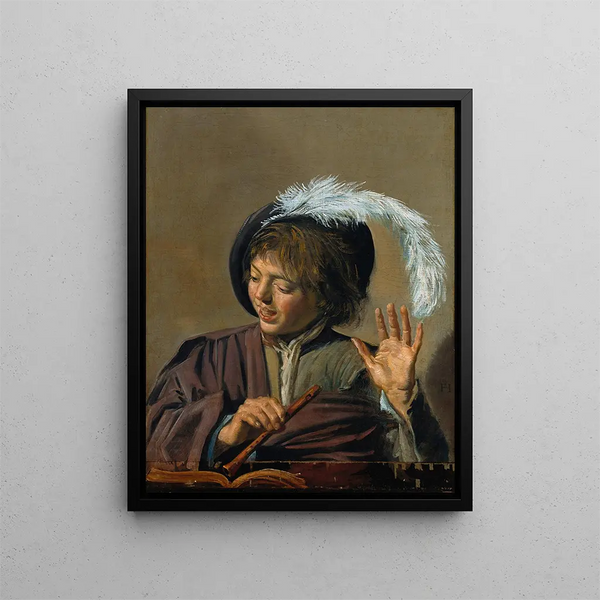 Junge Sänger mit Flöte - Frans Hals — gerahmtes Bild an der Wand