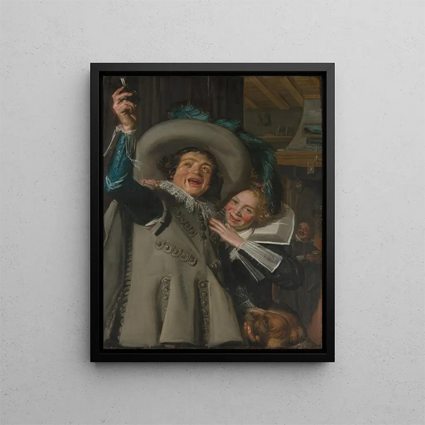 Junge Mann und Frau in einer Herberge - Frans Hals — gerahmtes Bild an der Wand
