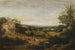 Ein Landschaft in Brasilien mit Blick auf die Várzea, europäische und indigene Menschen, die sich einer Kirche im Vordergrund nähern - Frans Post — Ansicht des Kunstwerks