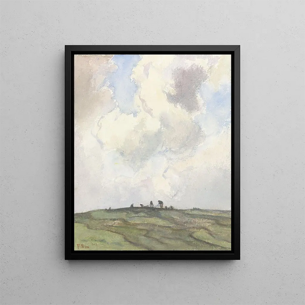 Herstellung von Netzen auf einem grasbewachsenen Feld hinter den Dünen - Frans Smissaert — gerahmtes Bild an der Wand