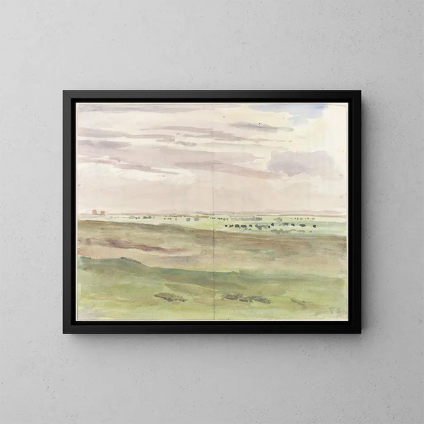 Landschaft mit Wiesen und Herden - Frans Smissaert — gerahmtes Bild an der Wand