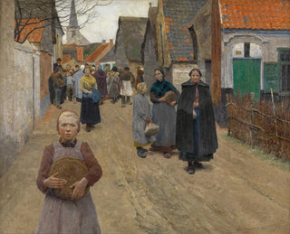 Die Brotdistribution im Dorf - Frans Van Leemputten — Ansicht des Kunstwerks