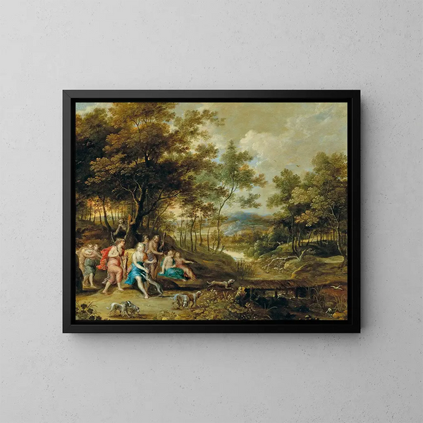 Die Göttin Diana bei der Jagd - Frans Wouters — gerahmtes Bild an der Wand