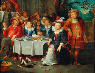 Ein elegantes Unternehmen am Tisch - Frans Xaver Hendrick Verbeeck — Ansicht des Kunstwerks