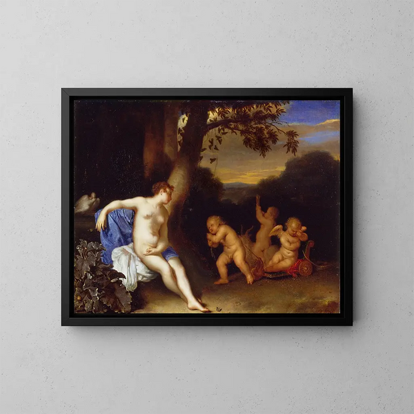Venus und Cupido - Frans van Mieris der Ältere — gerahmtes Bild an der Wand