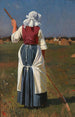 Eine Bäuerin von hinten bei Sonnenarbeit - Frants Henningsen — Ansicht des Kunstwerks