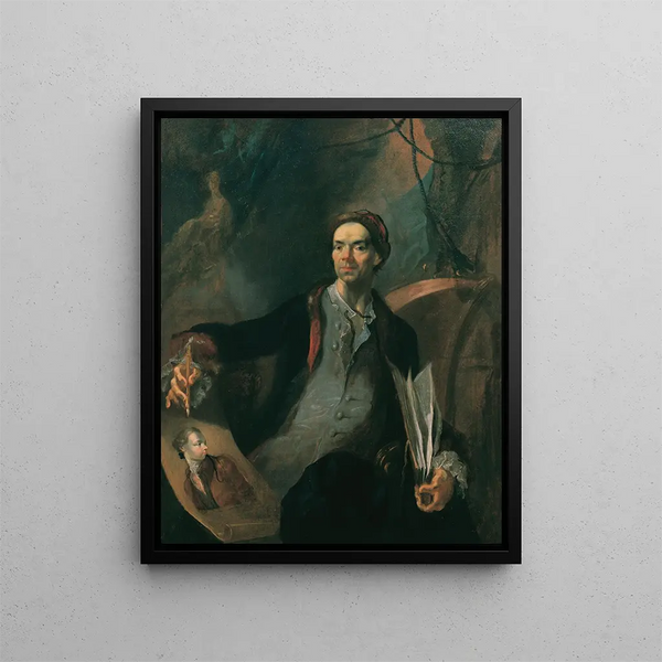 Portrait eines Künstlers namens Selbstporträt - Franz Anton Maulbertsch — gerahmtes Bild an der Wand