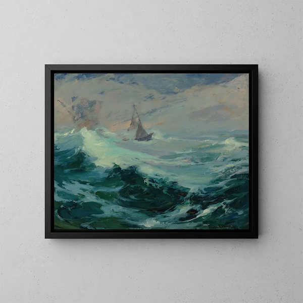 Navigieren auf einem stürmischen Meer - Franz Bischoff — gerahmtes Bild an der Wand