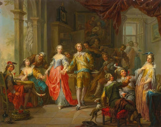 Franz Christoph Janneck - An Elegant Company With Figures Playing Musical Instruments And Merrymaking In An Interior.webp