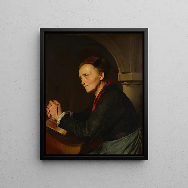 Bauernbild im Gebet - Franz Eybl — gerahmtes Bild an der Wand