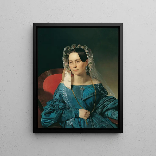 Dame in blauer Robe - Franz Eybl — gerahmtes Bild an der Wand