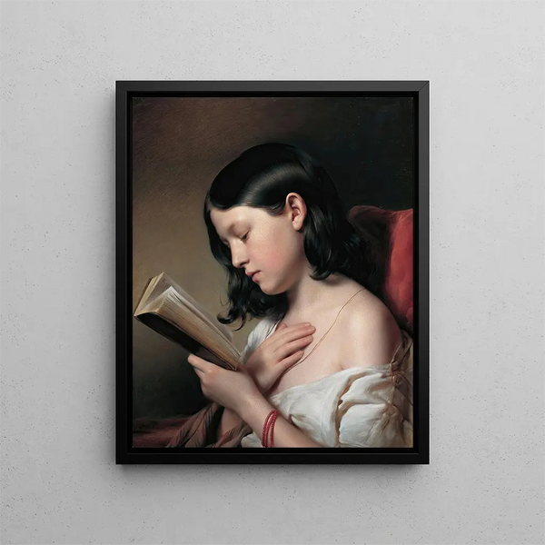 Mädchen liest - Franz Eybl — gerahmtes Bild an der Wand