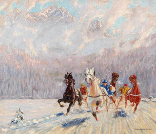Schlittenrennen im Winter - Franz Hienl-Merre — Ansicht des Kunstwerks