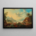 Flusslandschaft am Rhein mit Bauern - Franz Hochecker — gerahmtes Bild an der Wand