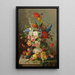Großes Blumenbouquet mit Früchten auf einer Steintafel - Franz Hohenberger — gerahmtes Bild an der Wand