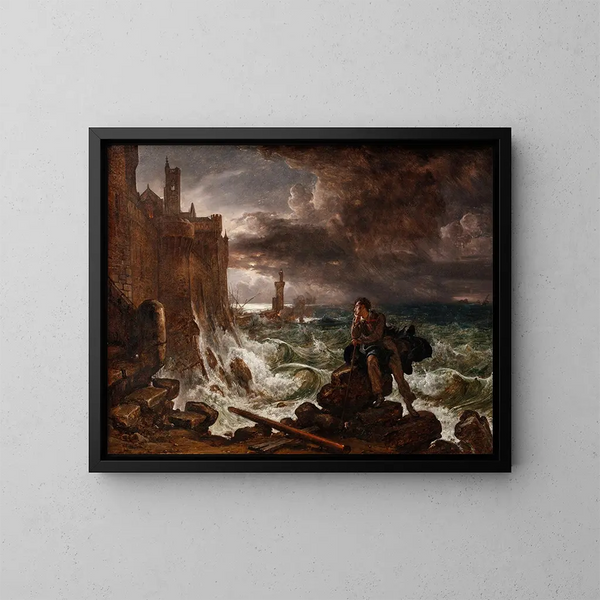 Nachtszene vom Ende von René - Franz Ludwig Catel — gerahmtes Bild an der Wand