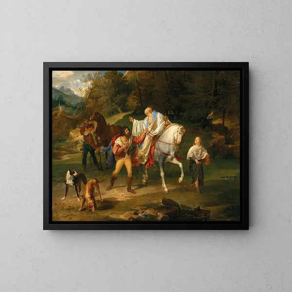 Rodolphe von Habsburg und der Priester - Franz Ludwig Catel — gerahmtes Bild an der Wand
