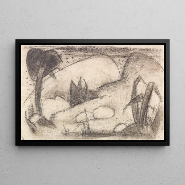 Exotische abstrakte Landschaft - Franz Marc — gerahmtes Bild an der Wand