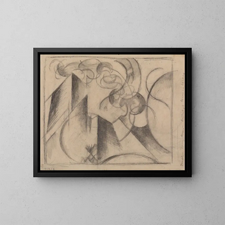 Zeichnung abstrakt - Franz Marc — gerahmtes Bild an der Wand