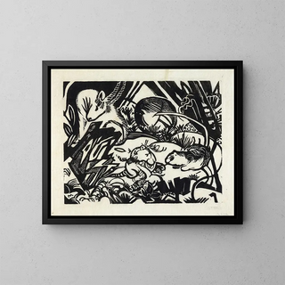 Tierlegende Gemälde - Franz Marc — gerahmtes Bild an der Wand