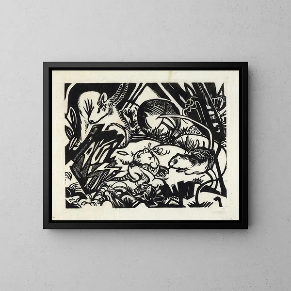 Tierlegende Gemälde - Franz Marc — gerahmtes Bild an der Wand