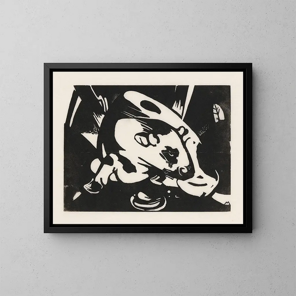 Der Stier - Franz Marc — gerahmtes Bild an der Wand