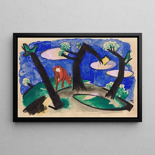 Franz Marc - Landscape with a red animal.webp