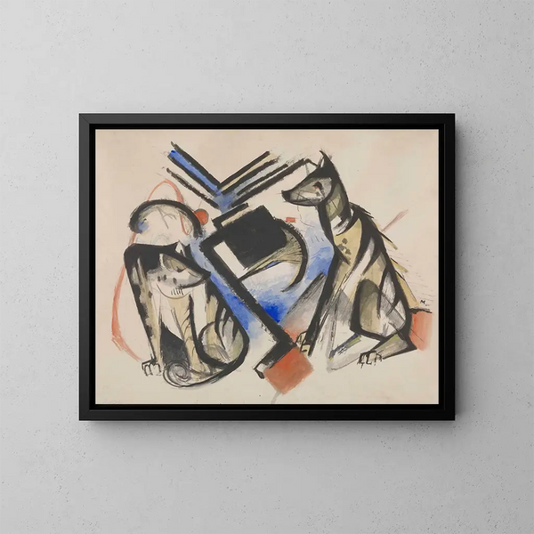 Zwei Wölfe - Franz Marc — gerahmtes Bild an der Wand