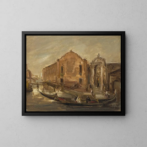 Promenade en gondole à Venise au Campo de l'Abazia - Franz Naager — gerahmtes Bild an der Wand