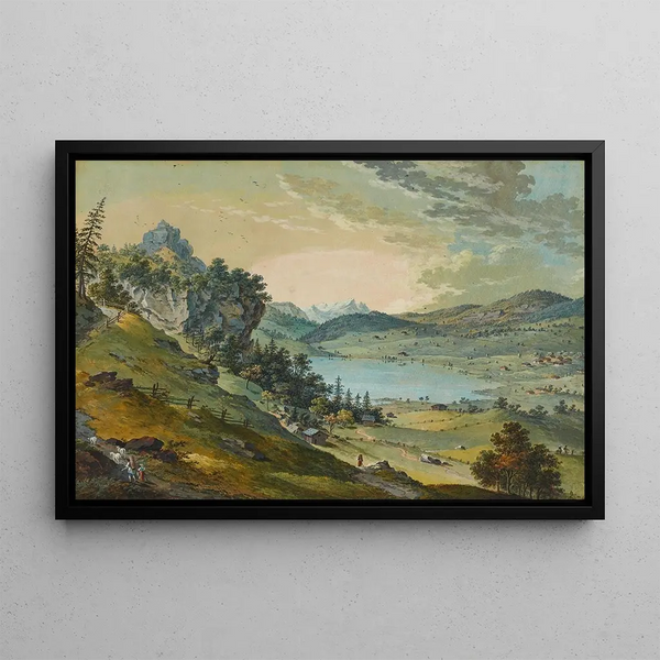 Ansicht des Lungernsees - Franz Niklaus König — gerahmtes Bild an der Wand