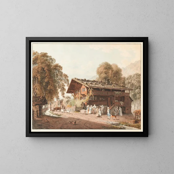 Die fleißige Familie - Franz Niklaus König — gerahmtes Bild an der Wand