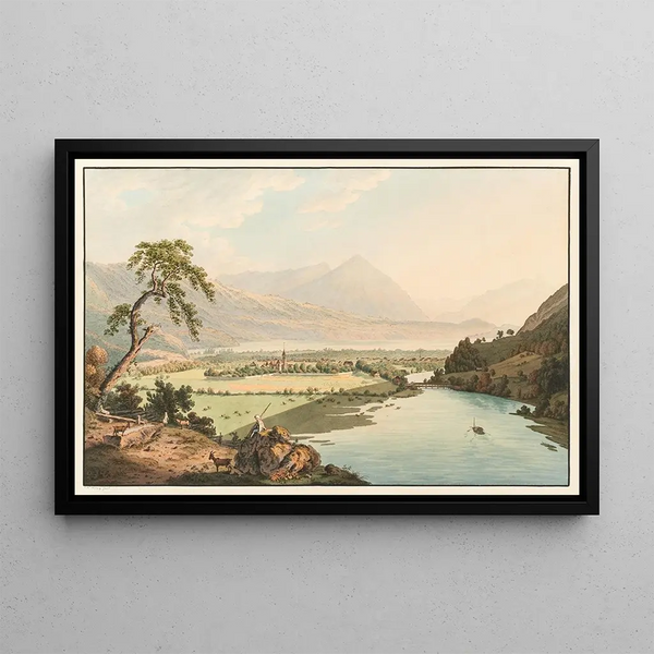 Vue d'Interlaken - Franz Niklaus König — gerahmtes Bild an der Wand