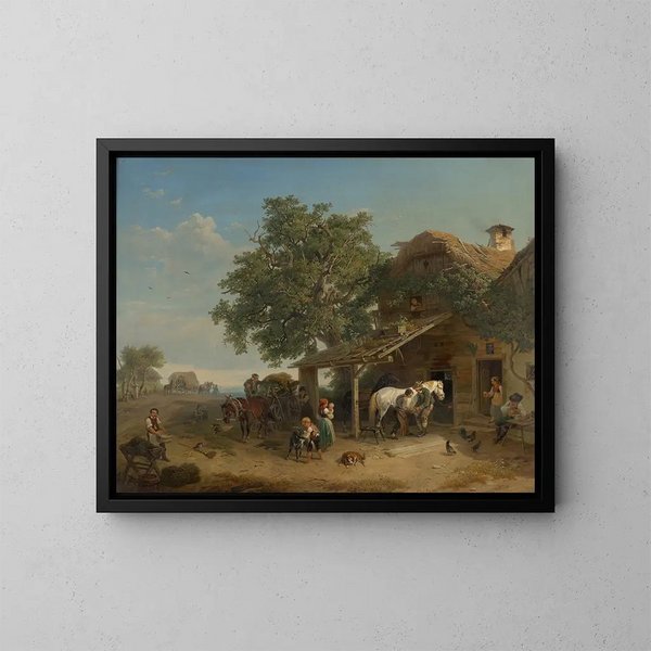 Die Schmiede des Dorfes - Franz Reinhold — gerahmtes Bild an der Wand