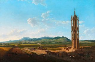 Franz Scheyerer - Die Spinnerin am Kreuz mit Aussicht gegen das Mdlinger Gebirge.webp